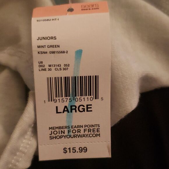 Bongo Pretty Mess Tie‑Dye Top Junior Large White Blue Cold SHLD Casual Tee NWT - Picture 5 of 5